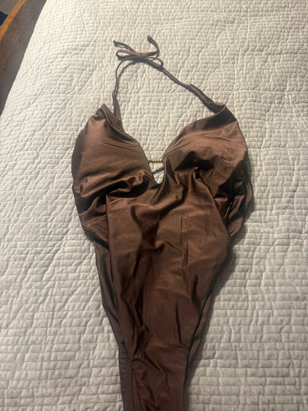 Shade & Shore Chocolate Brown Halter One-Piece Swimsuit XL